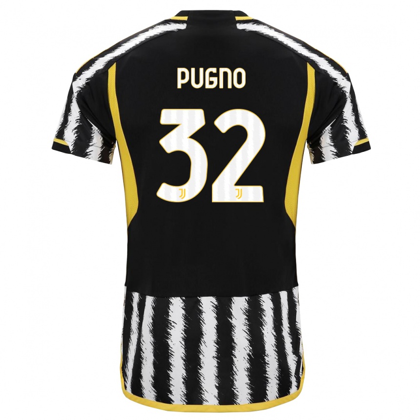 Vaikiškas Diego Pugno #32 Juoda Balta Namų Marškinėliai 2023/24 T-Shirt