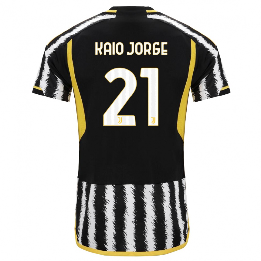 Vaikiškas Kaio Jorge #21 Juoda Balta Namų Marškinėliai 2023/24 T-Shirt