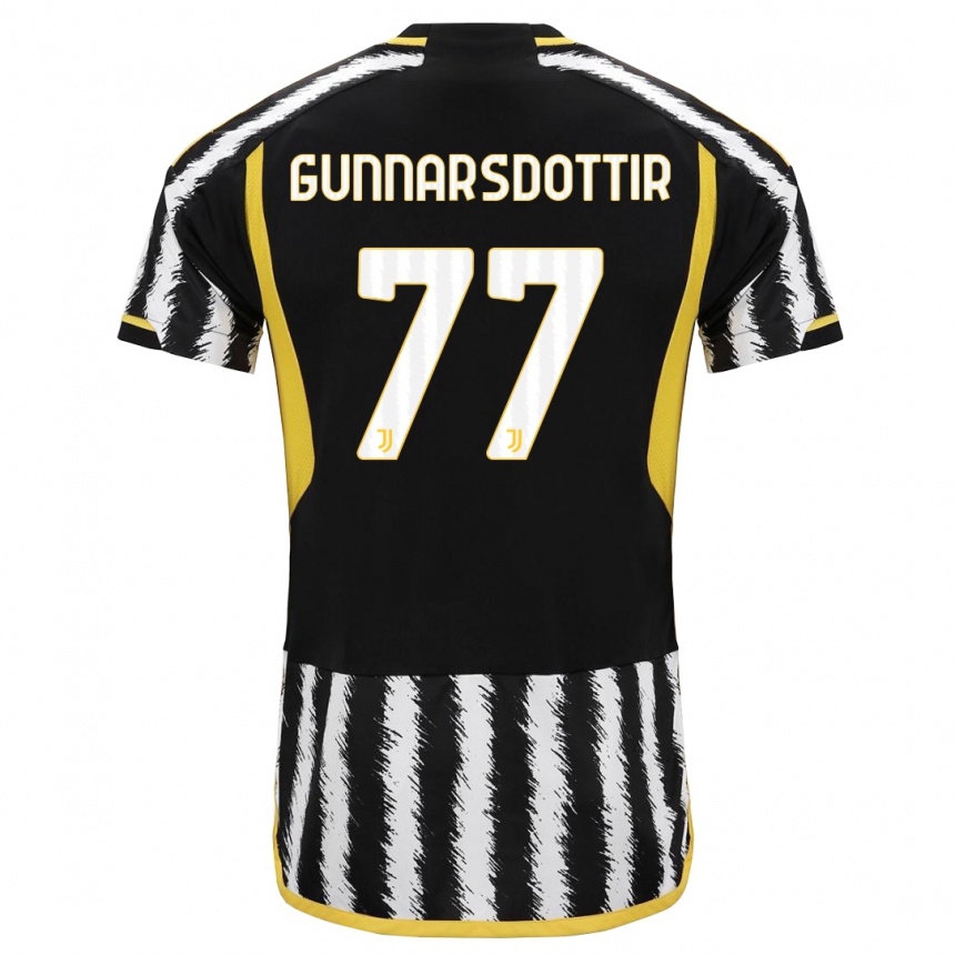 Vaikiškas Sara Bjork Gunnarsdottir #77 Juoda Balta Namų Marškinėliai 2023/24 T-Shirt