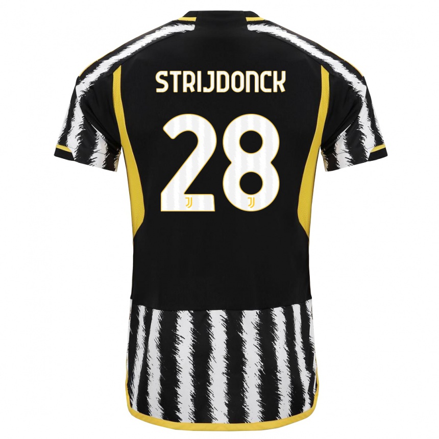 Vaikiškas Bayron Strijdonck #28 Juoda Balta Namų Marškinėliai 2023/24 T-Shirt