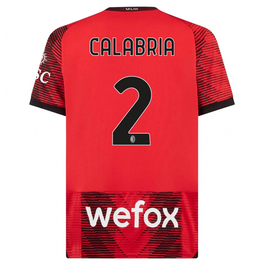 Vaikiškas Davide Calabria #2 Raudona Juoda Namų Marškinėliai 2023/24 T-Shirt