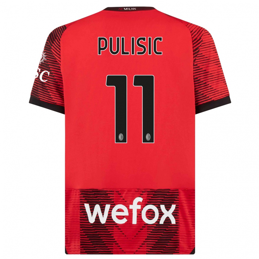 Vaikiškas Christian Pulisic #11 Raudona Juoda Namų Marškinėliai 2023/24 T-Shirt