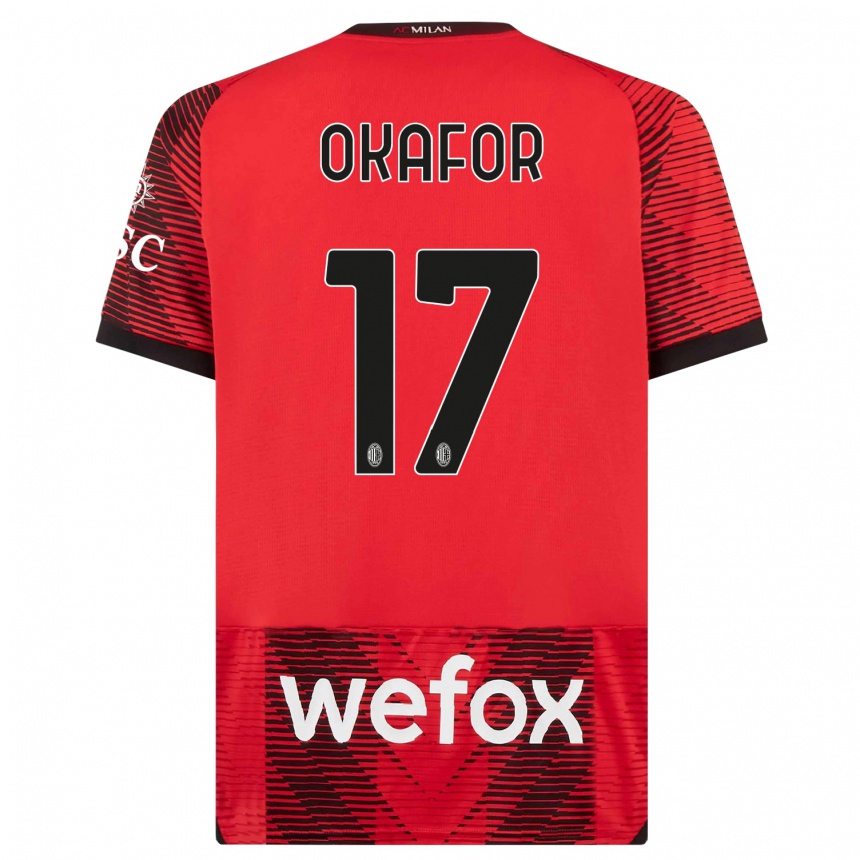 Vaikiškas Noah Okafor #17 Raudona Juoda Namų Marškinėliai 2023/24 T-Shirt