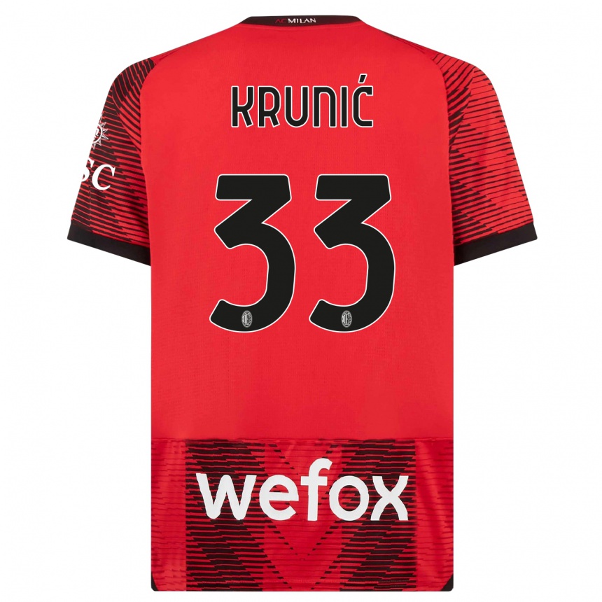 Vaikiškas Rade Krunic #33 Raudona Juoda Namų Marškinėliai 2023/24 T-Shirt