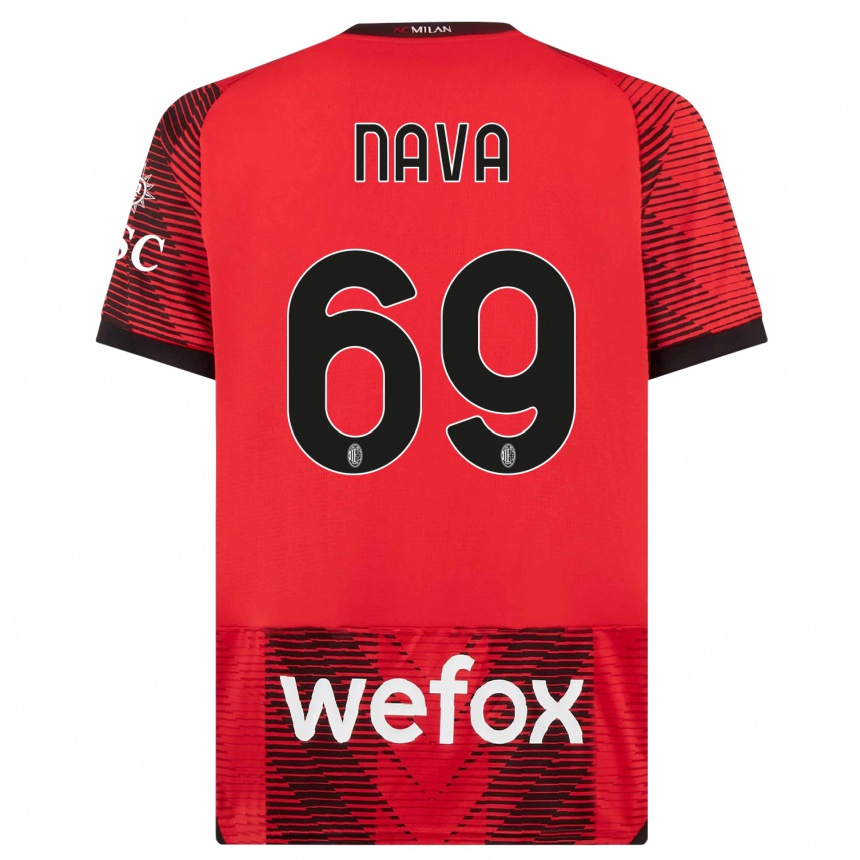 Vaikiškas Lapo Nava #69 Raudona Juoda Namų Marškinėliai 2023/24 T-Shirt