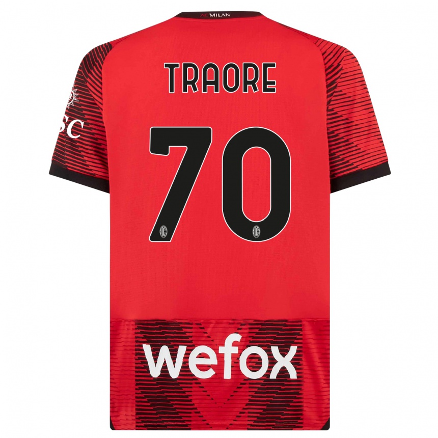 Vaikiškas Chaka Traore #70 Raudona Juoda Namų Marškinėliai 2023/24 T-Shirt