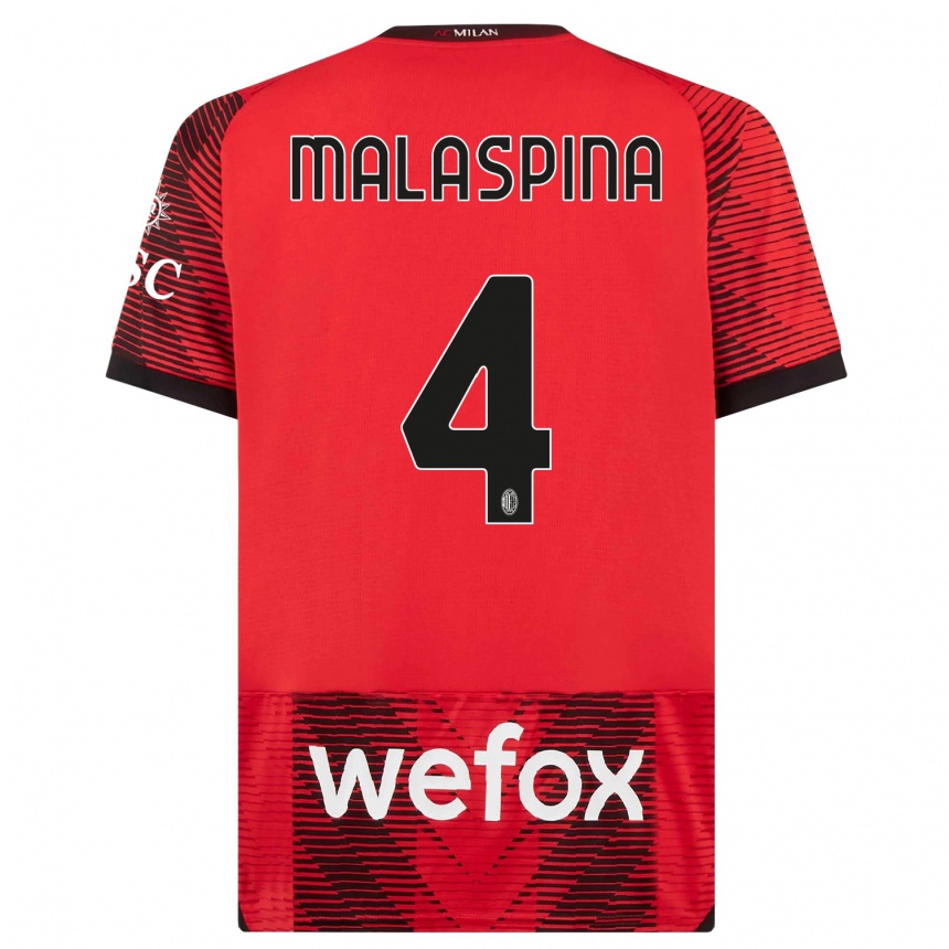 Vaikiškas Mattia Malaspina #4 Raudona Juoda Namų Marškinėliai 2023/24 T-Shirt