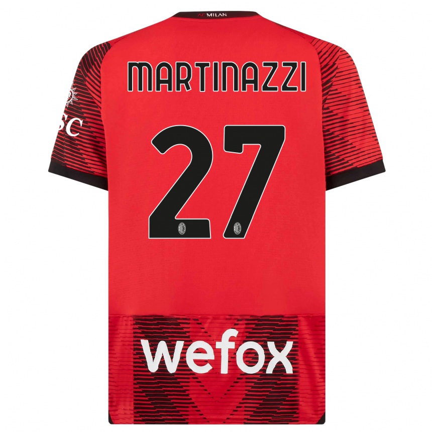 Vaikiškas Luca Martinazzi #27 Raudona Juoda Namų Marškinėliai 2023/24 T-Shirt