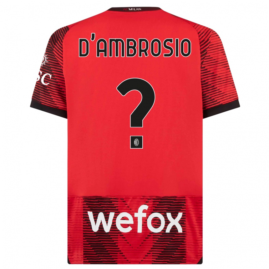 Vaikiškas Antonio D'ambrosio #0 Raudona Juoda Namų Marškinėliai 2023/24 T-Shirt