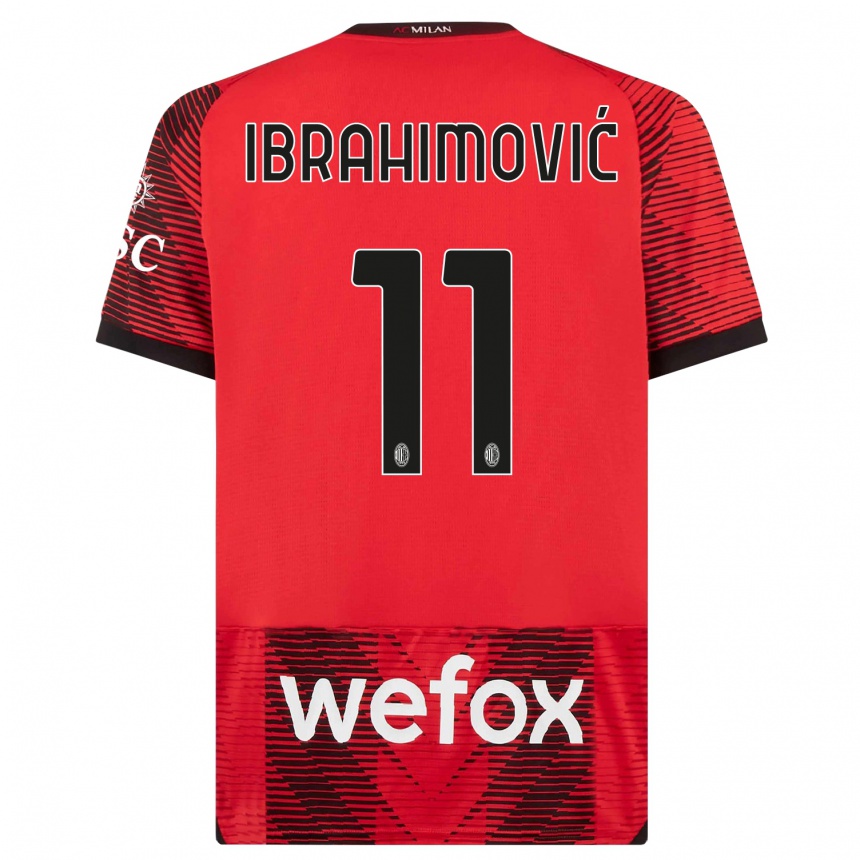 Vaikiškas Zlatan Ibrahimovic #11 Raudona Juoda Namų Marškinėliai 2023/24 T-Shirt