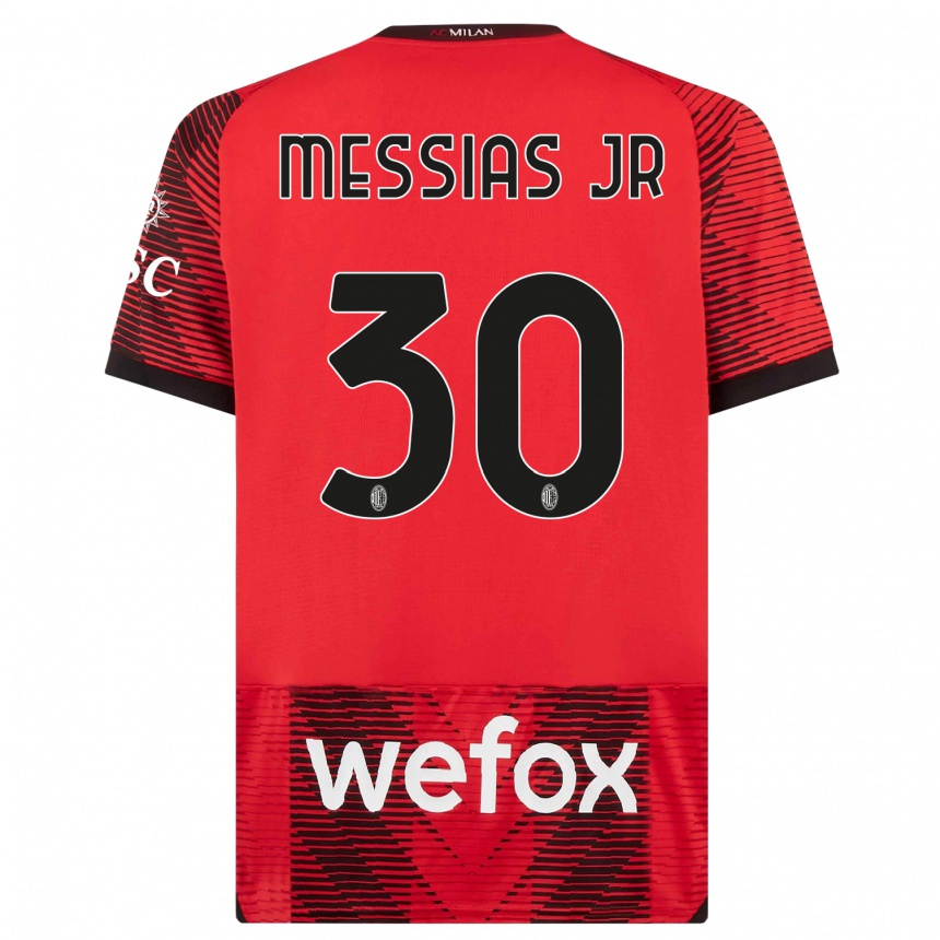 Vaikiškas Junior Messias #30 Raudona Juoda Namų Marškinėliai 2023/24 T-Shirt