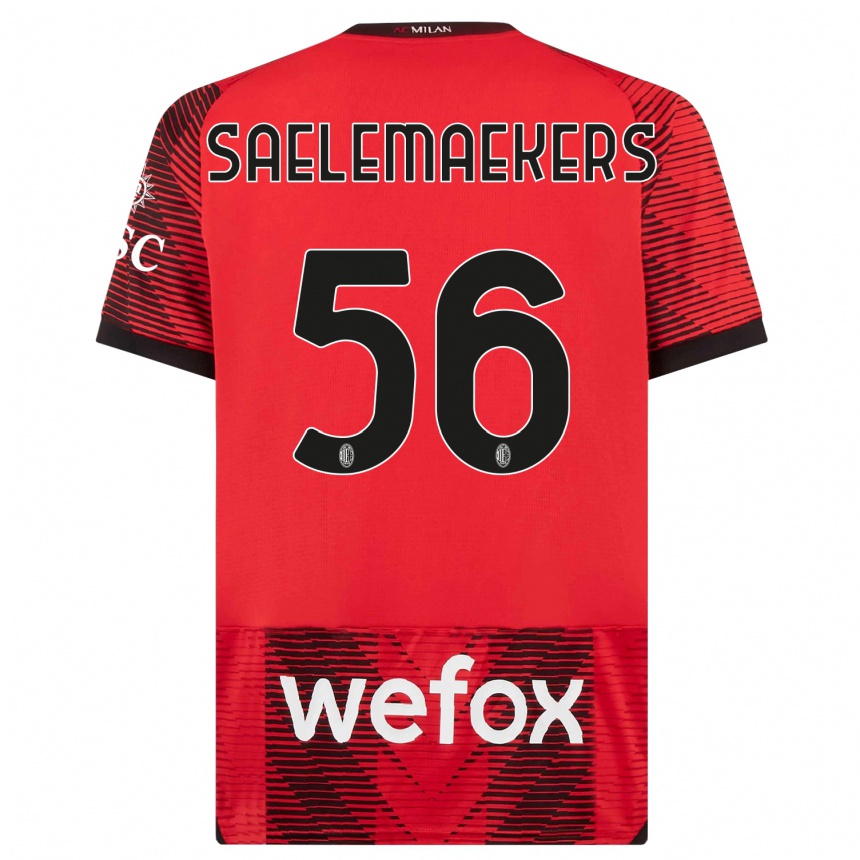 Vaikiškas Alexis Saelemaekers #56 Raudona Juoda Namų Marškinėliai 2023/24 T-Shirt