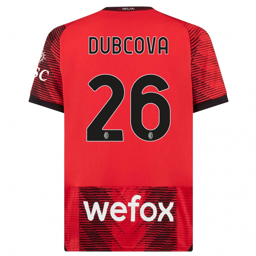 Vaikiškas Michaela Dubcova #26 Raudona Juoda Namų Marškinėliai 2023/24 T-Shirt