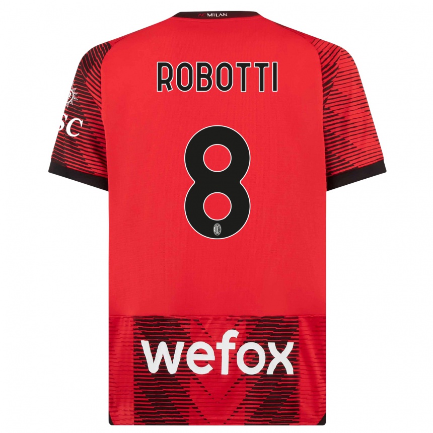 Vaikiškas Giovanni Robotti #8 Raudona Juoda Namų Marškinėliai 2023/24 T-Shirt