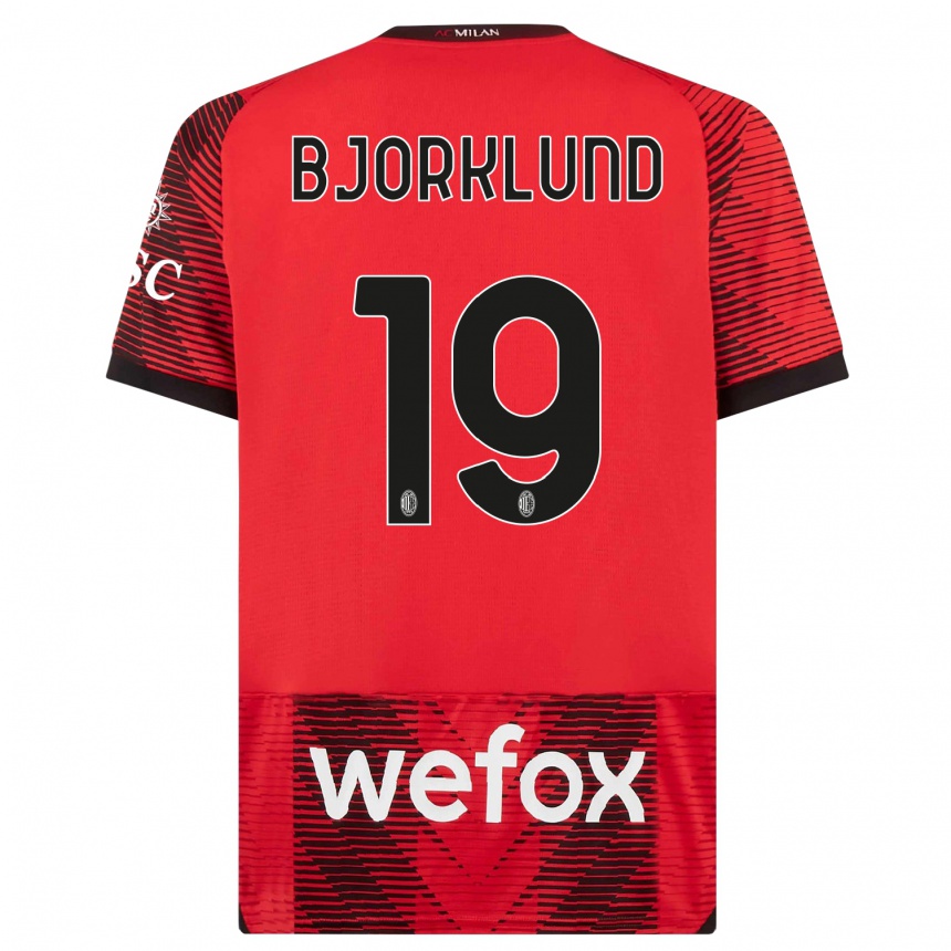 Vaikiškas Lukas Bjorklund #19 Raudona Juoda Namų Marškinėliai 2023/24 T-Shirt