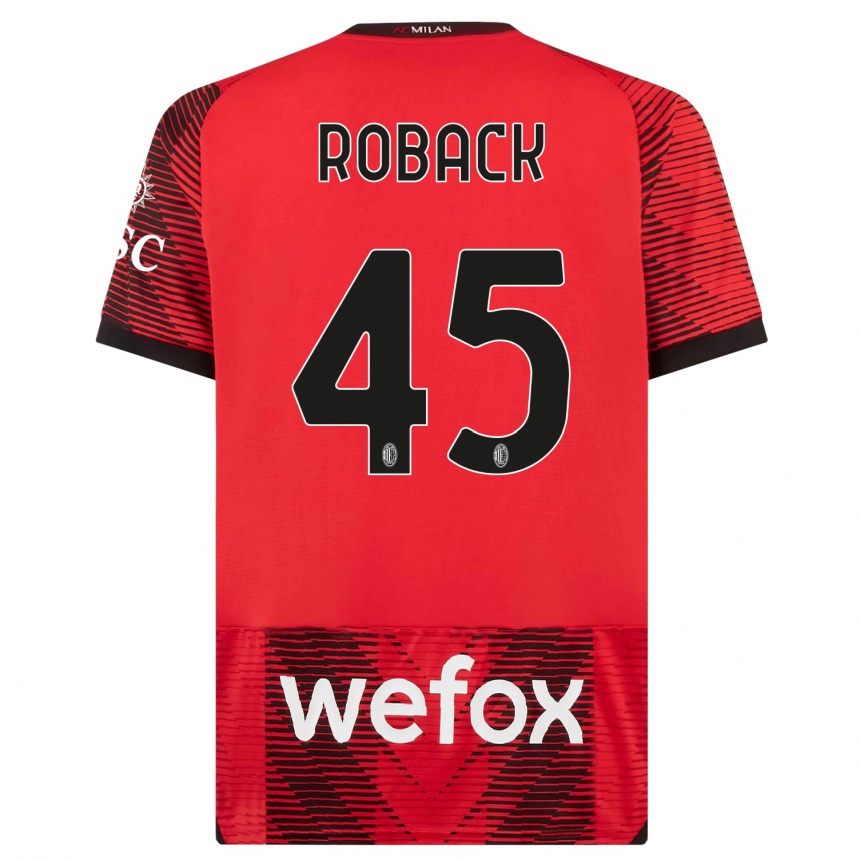 Vaikiškas Emil Roback #45 Raudona Juoda Namų Marškinėliai 2023/24 T-Shirt