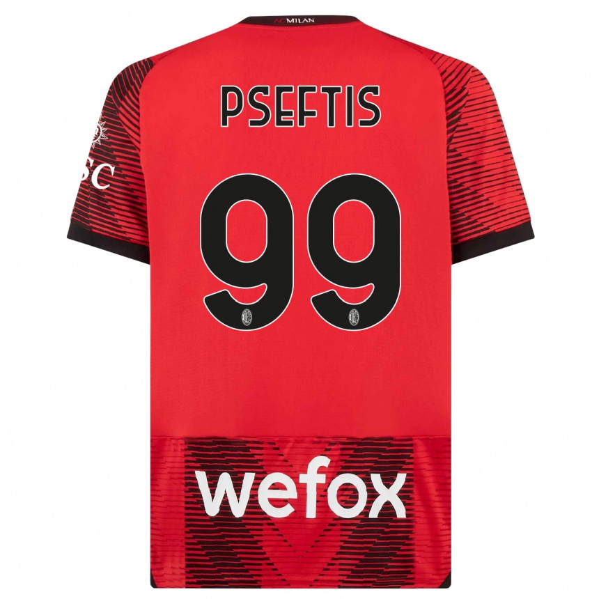 Vaikiškas Fotios Pseftis #99 Raudona Juoda Namų Marškinėliai 2023/24 T-Shirt