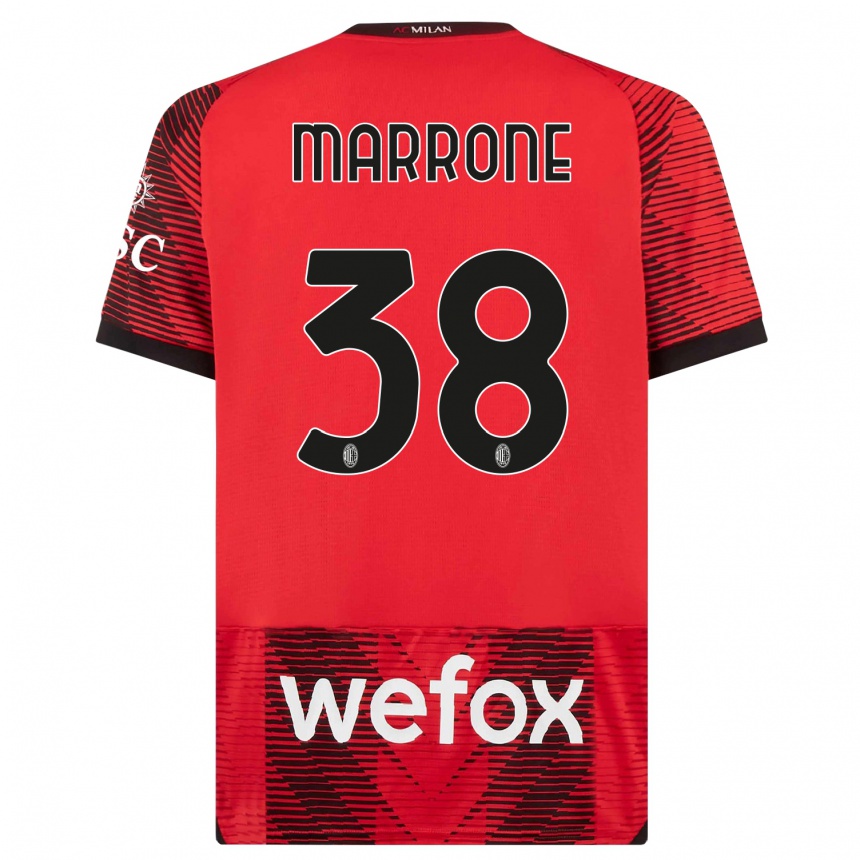 Vaikiškas Federico Marrone #38 Raudona Juoda Namų Marškinėliai 2023/24 T-Shirt