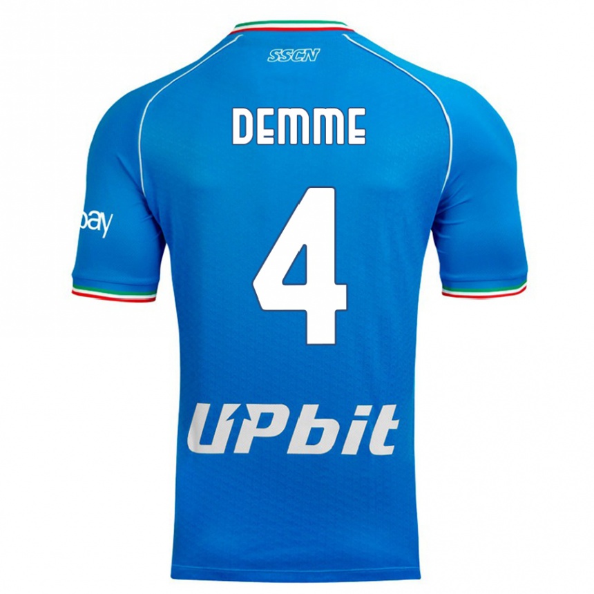 Vaikiškas Diego Demme #4 Dangaus Mėlynumo Namų Marškinėliai 2023/24 T-Shirt