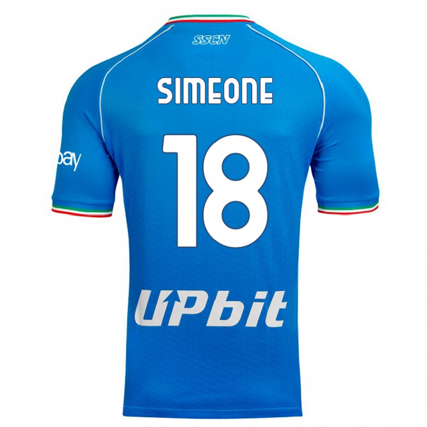 Vaikiškas Giovanni Simeone #18 Dangaus Mėlynumo Namų Marškinėliai 2023/24 T-Shirt