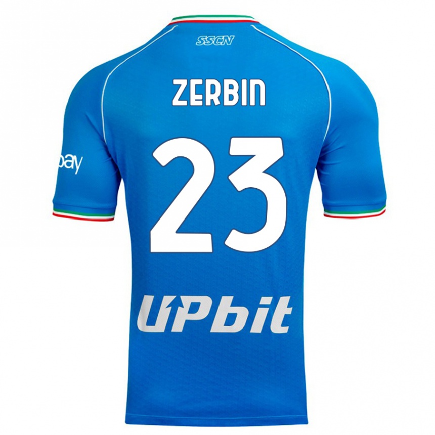 Vaikiškas Alessio Zerbin #23 Dangaus Mėlynumo Namų Marškinėliai 2023/24 T-Shirt