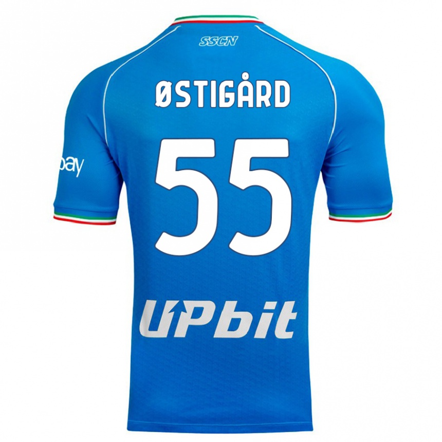 Vaikiškas Leo Ostigard #55 Dangaus Mėlynumo Namų Marškinėliai 2023/24 T-Shirt