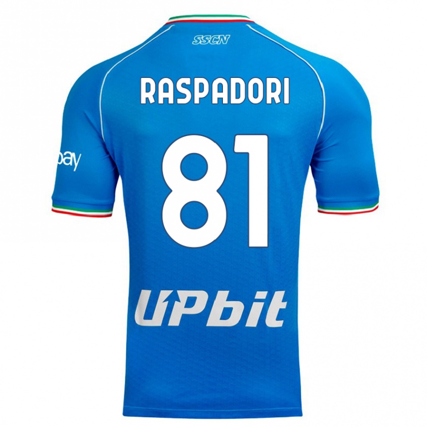 Vaikiškas Giacomo Raspadori #81 Dangaus Mėlynumo Namų Marškinėliai 2023/24 T-Shirt