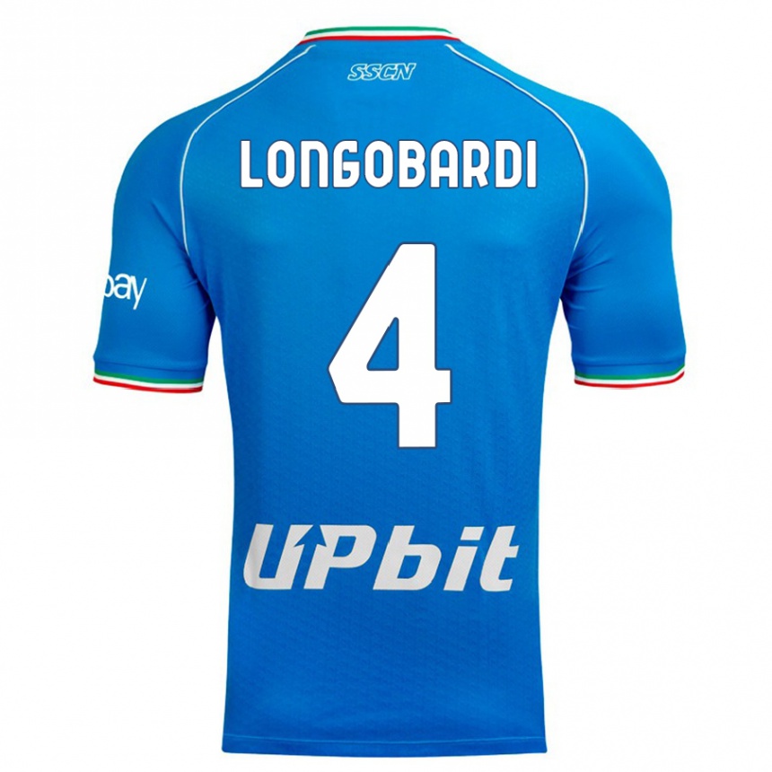 Vaikiškas Salvatore Longobardi #4 Dangaus Mėlynumo Namų Marškinėliai 2023/24 T-Shirt