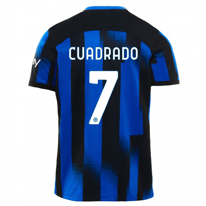 Vaikiškas Juan Cuadrado #7 Juoda Mėlyna Namų Marškinėliai 2023/24 T-Shirt