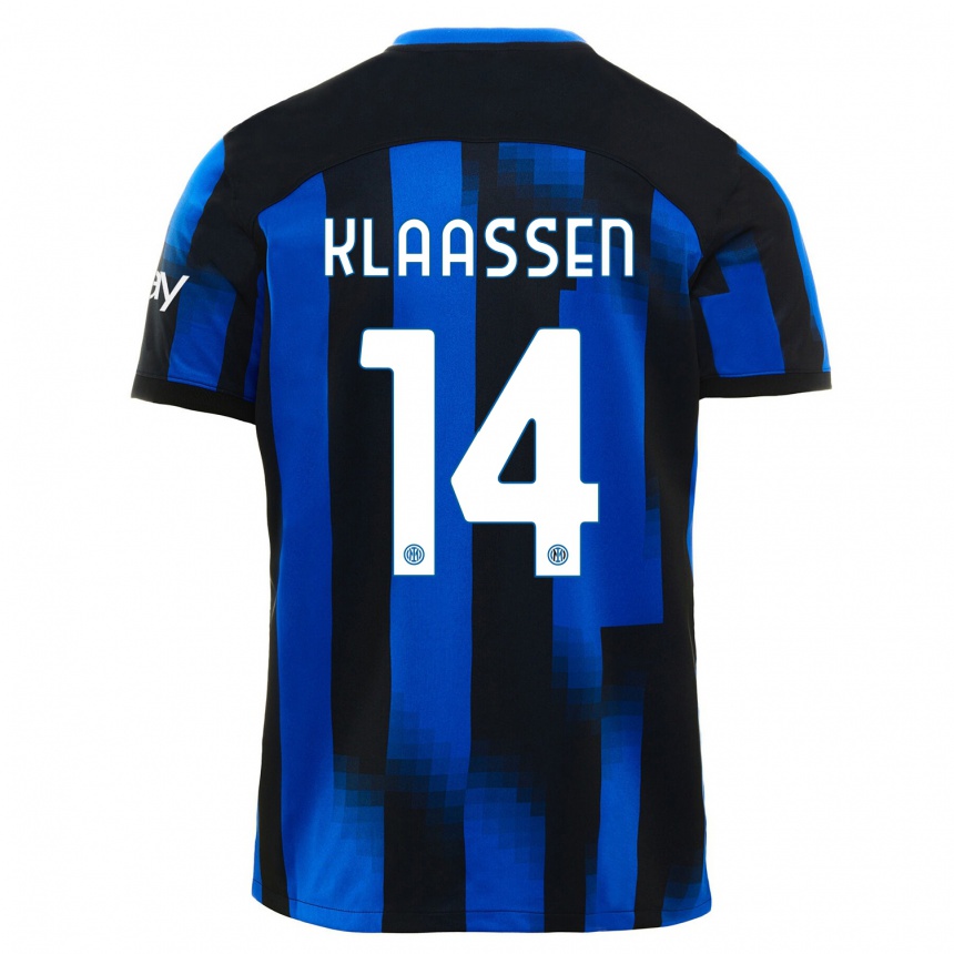 Vaikiškas Davy Klaassen #14 Juoda Mėlyna Namų Marškinėliai 2023/24 T-Shirt