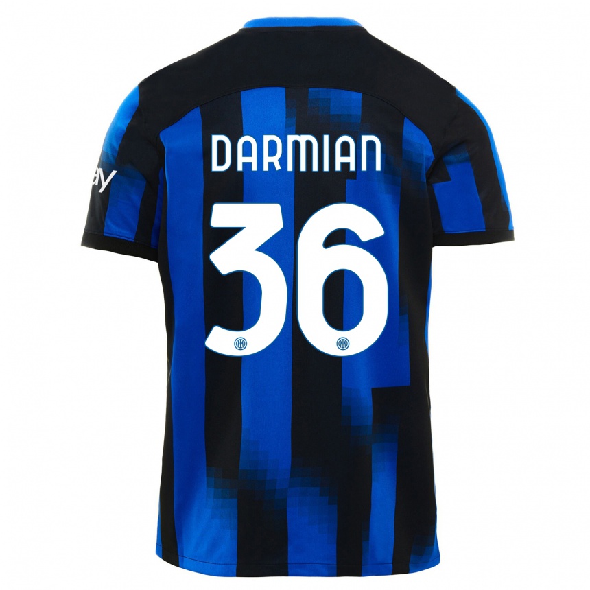 Vaikiškas Matteo Darmian #36 Juoda Mėlyna Namų Marškinėliai 2023/24 T-Shirt