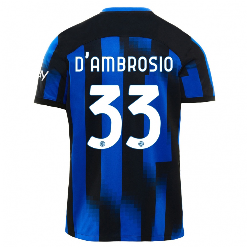 Vaikiškas Danilo D'ambrosio #33 Juoda Mėlyna Namų Marškinėliai 2023/24 T-Shirt