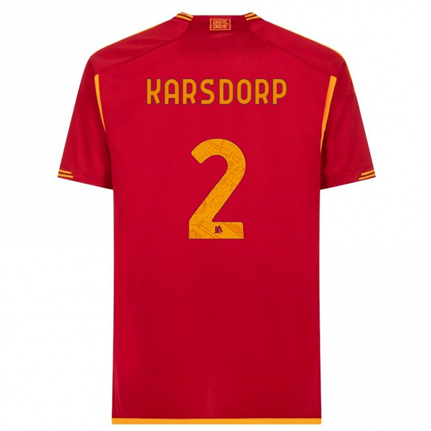 Vaikiškas Rick Karsdorp #2 Raudona Namų Marškinėliai 2023/24 T-Shirt