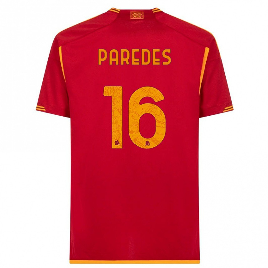 Vaikiškas Leandro Paredes #16 Raudona Namų Marškinėliai 2023/24 T-Shirt