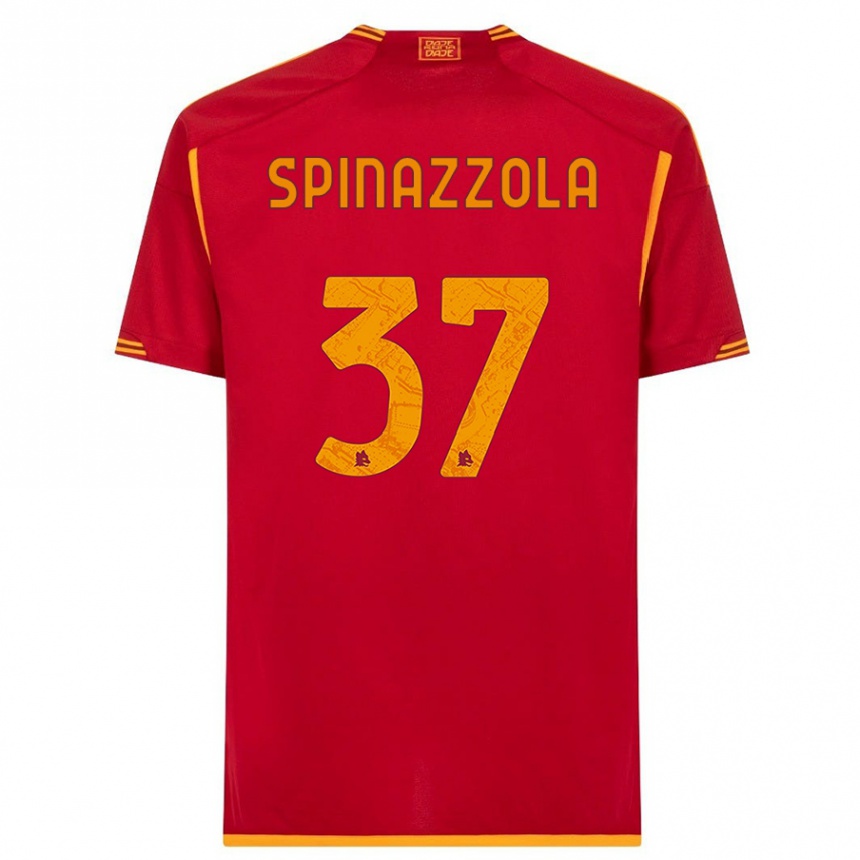 Vaikiškas Leonardo Spinazzola #37 Raudona Namų Marškinėliai 2023/24 T-Shirt