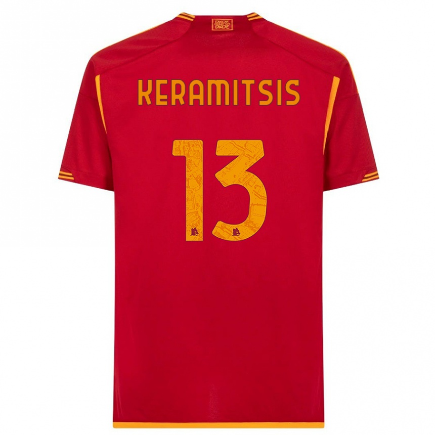 Vaikiškas Dimitrios Keramitsis #13 Raudona Namų Marškinėliai 2023/24 T-Shirt