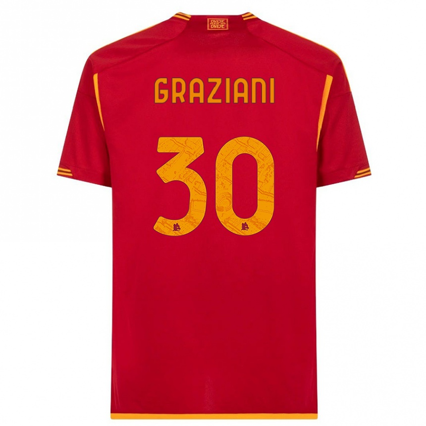 Vaikiškas Leonardo Graziani #30 Raudona Namų Marškinėliai 2023/24 T-Shirt