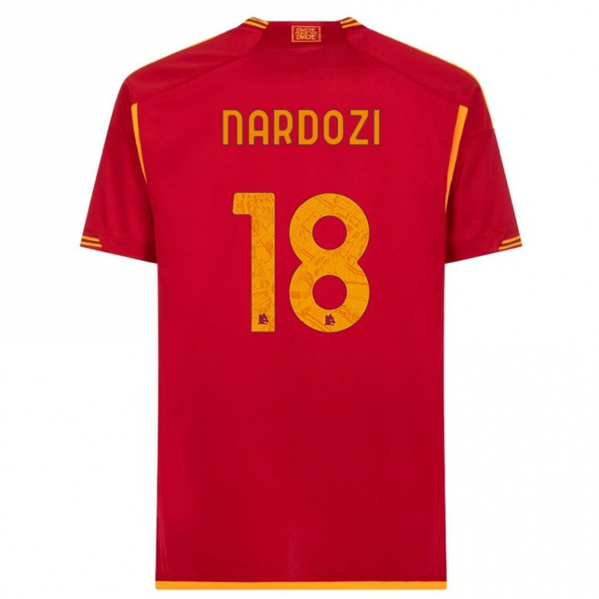 Vaikiškas Manuel Nardozi #18 Raudona Namų Marškinėliai 2023/24 T-Shirt