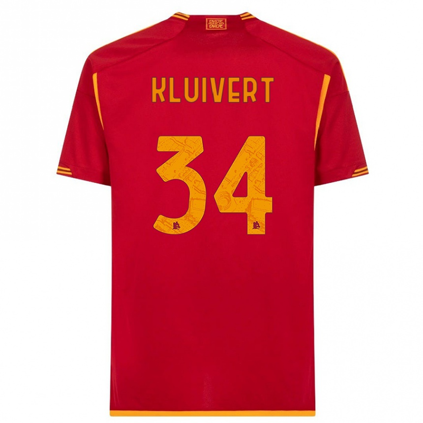 Vaikiškas Justin Kluivert #34 Raudona Namų Marškinėliai 2023/24 T-Shirt