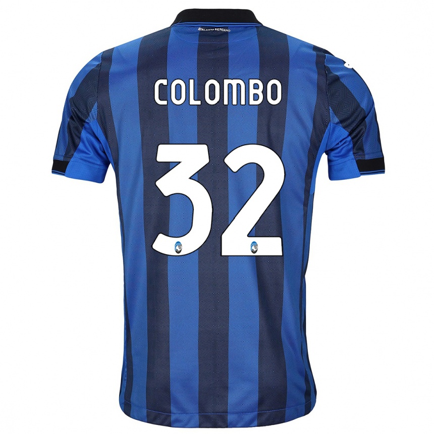 Vaikiškas Matteo Colombo #32 Juoda Mėlyna Namų Marškinėliai 2023/24 T-Shirt