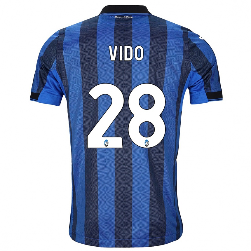 Vaikiškas Luca Vido #28 Juoda Mėlyna Namų Marškinėliai 2023/24 T-Shirt