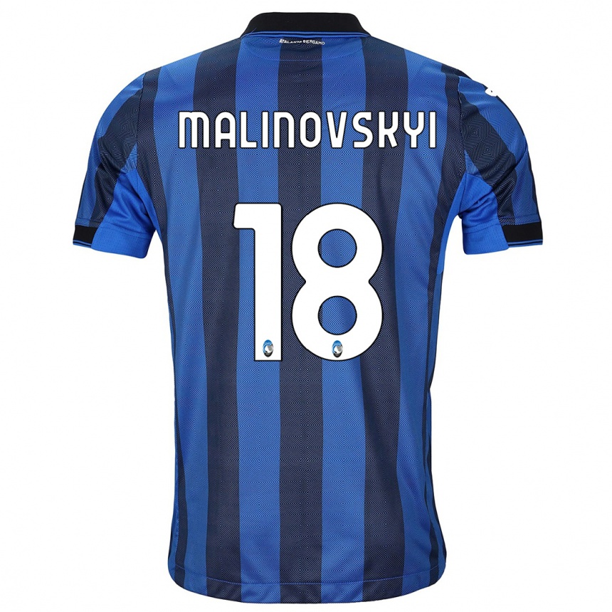 Vaikiškas Ruslan Malinovskyi #18 Juoda Mėlyna Namų Marškinėliai 2023/24 T-Shirt