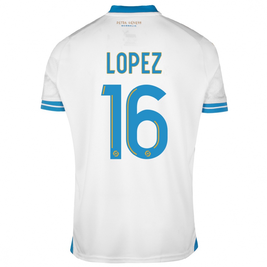 Vaikiškas Pau Lopez #16 Baltas Namų Marškinėliai 2023/24 T-Shirt