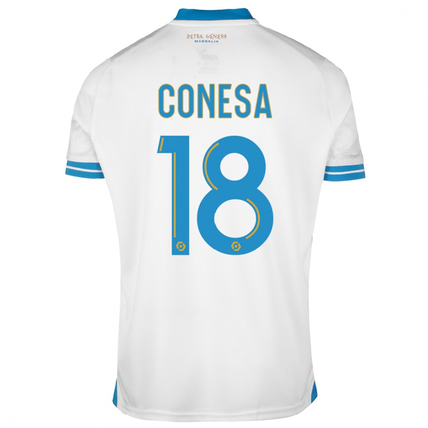 Vaikiškas Anna Conesa #18 Baltas Namų Marškinėliai 2023/24 T-Shirt