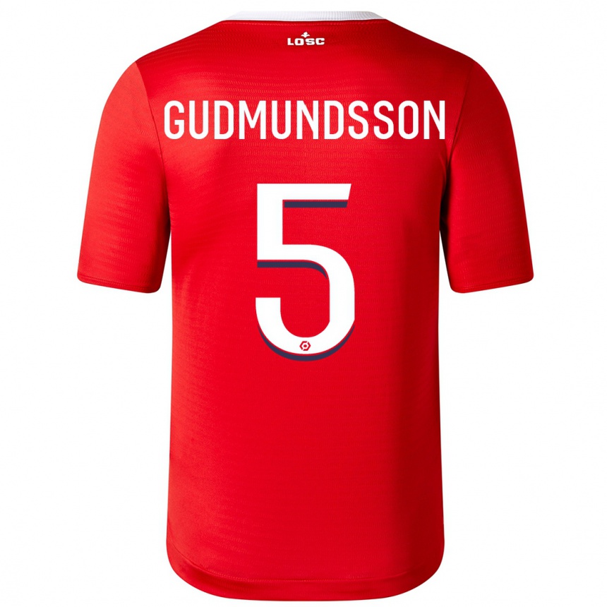 Vaikiškas Gabriel Gudmundsson #5 Raudona Namų Marškinėliai 2023/24 T-Shirt