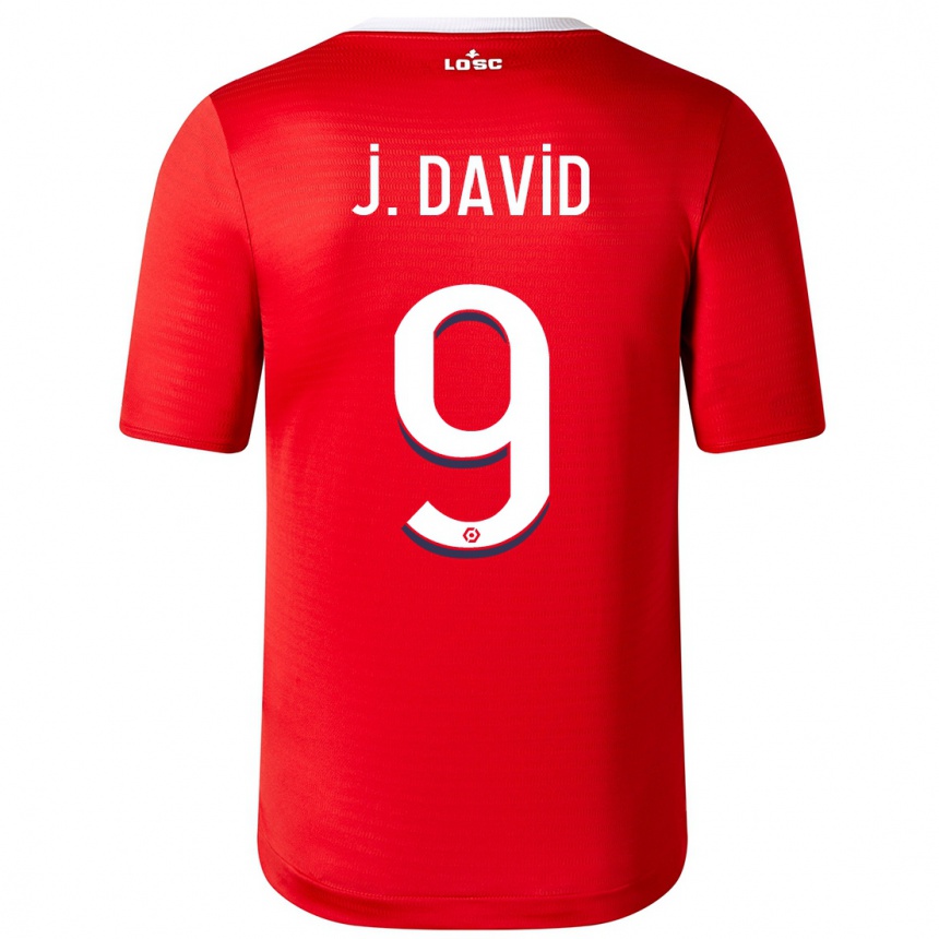 Vaikiškas Jonathan David #9 Raudona Namų Marškinėliai 2023/24 T-Shirt