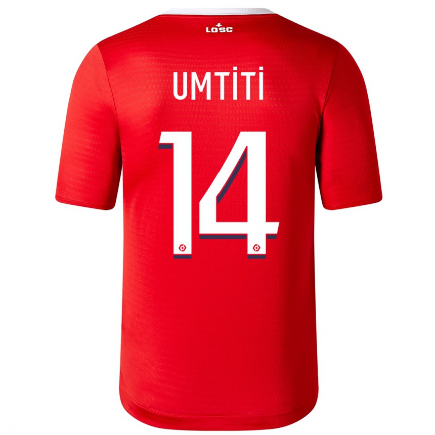 Vaikiškas Samuel Umtiti #14 Raudona Namų Marškinėliai 2023/24 T-Shirt