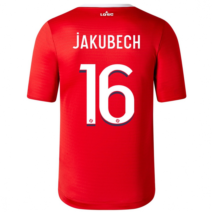 Vaikiškas Adam Jakubech #16 Raudona Namų Marškinėliai 2023/24 T-Shirt