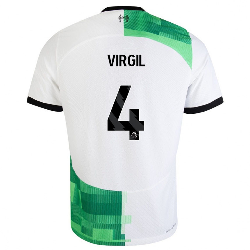 Vaikiškas Virgil Van Dijk #4 Balta Žalia Išvykos Marškinėliai 2023/24 T-Shirt