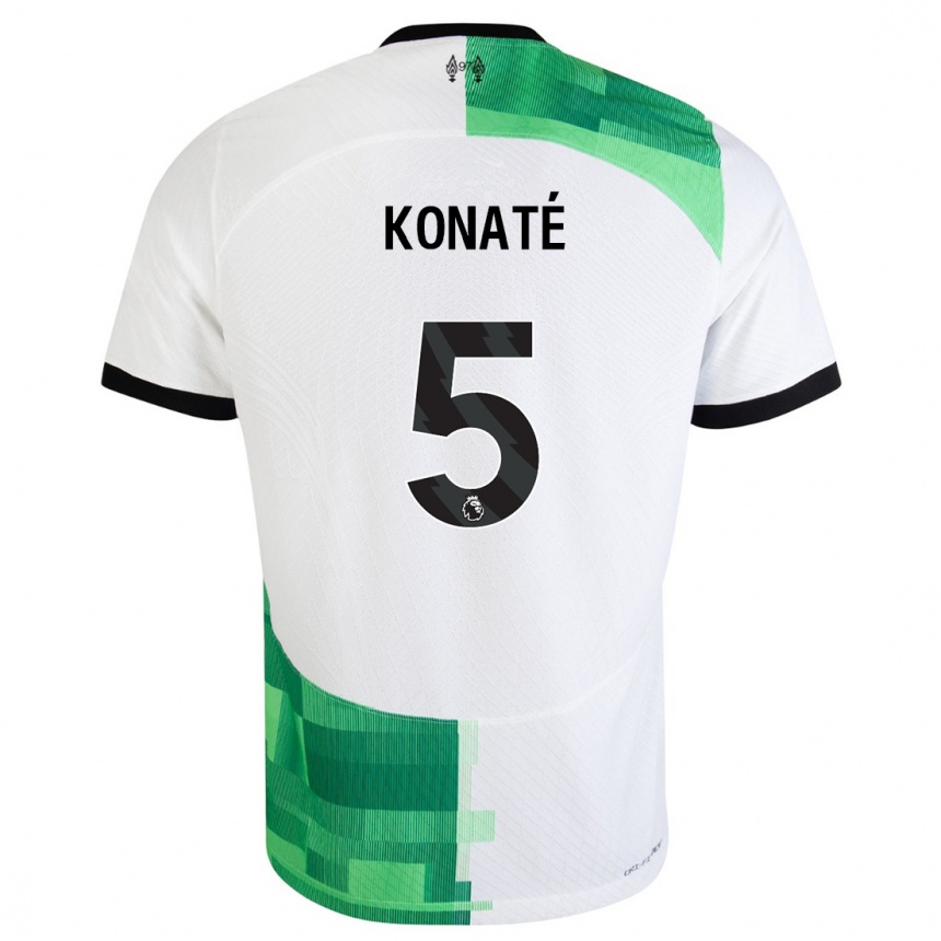 Vaikiškas Ibrahima Konate #5 Balta Žalia Išvykos Marškinėliai 2023/24 T-Shirt